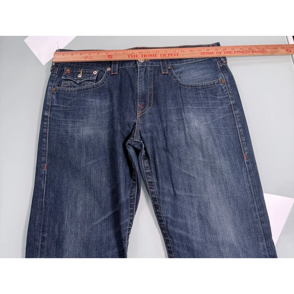 True Religion Ricky Straight Leg Mens Blue Denim 100% Cotton Jeans - 38x32
